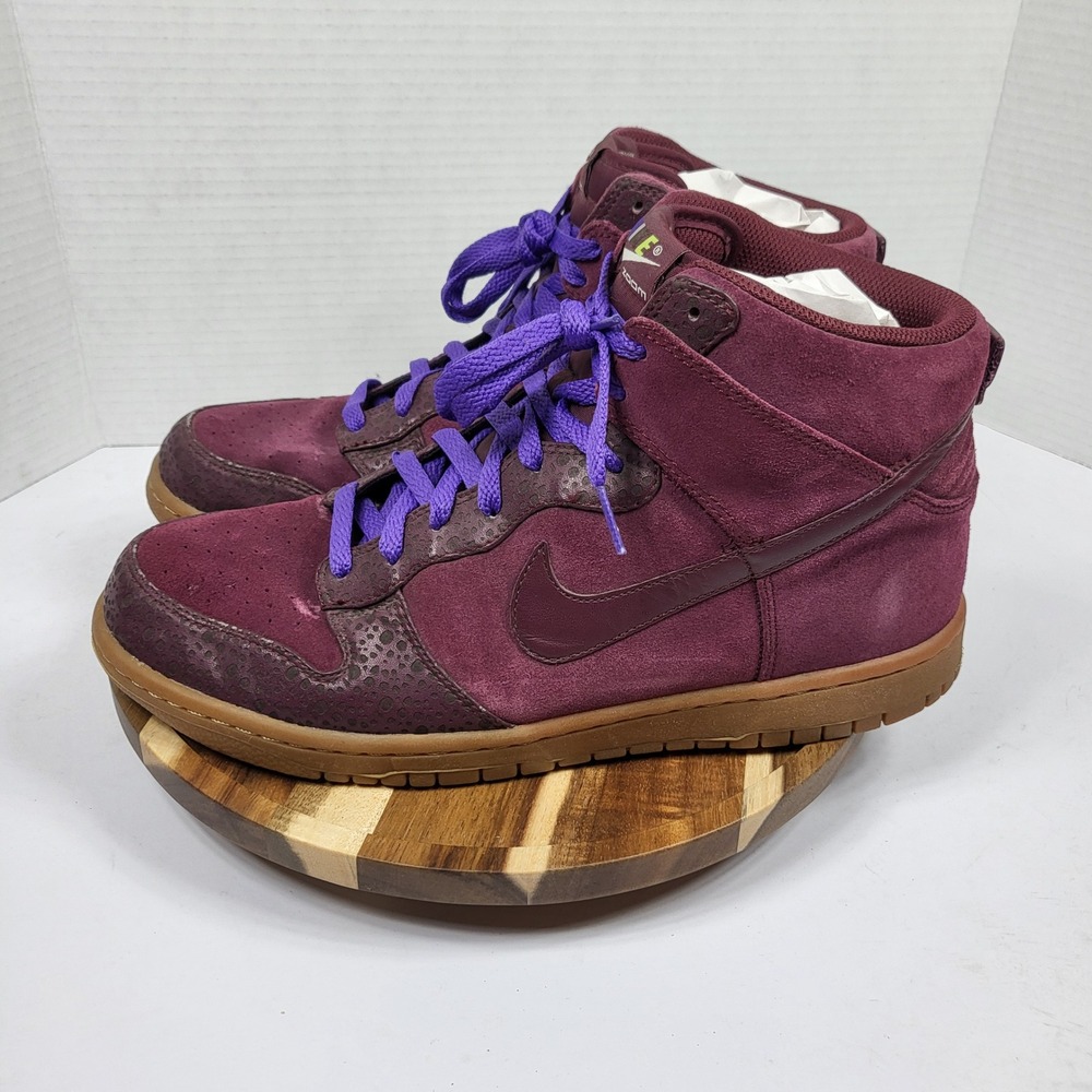 Nike Mens Dunk High Premium Red Oxide Purple Safari Vintage 2008 Suede Size 10.5